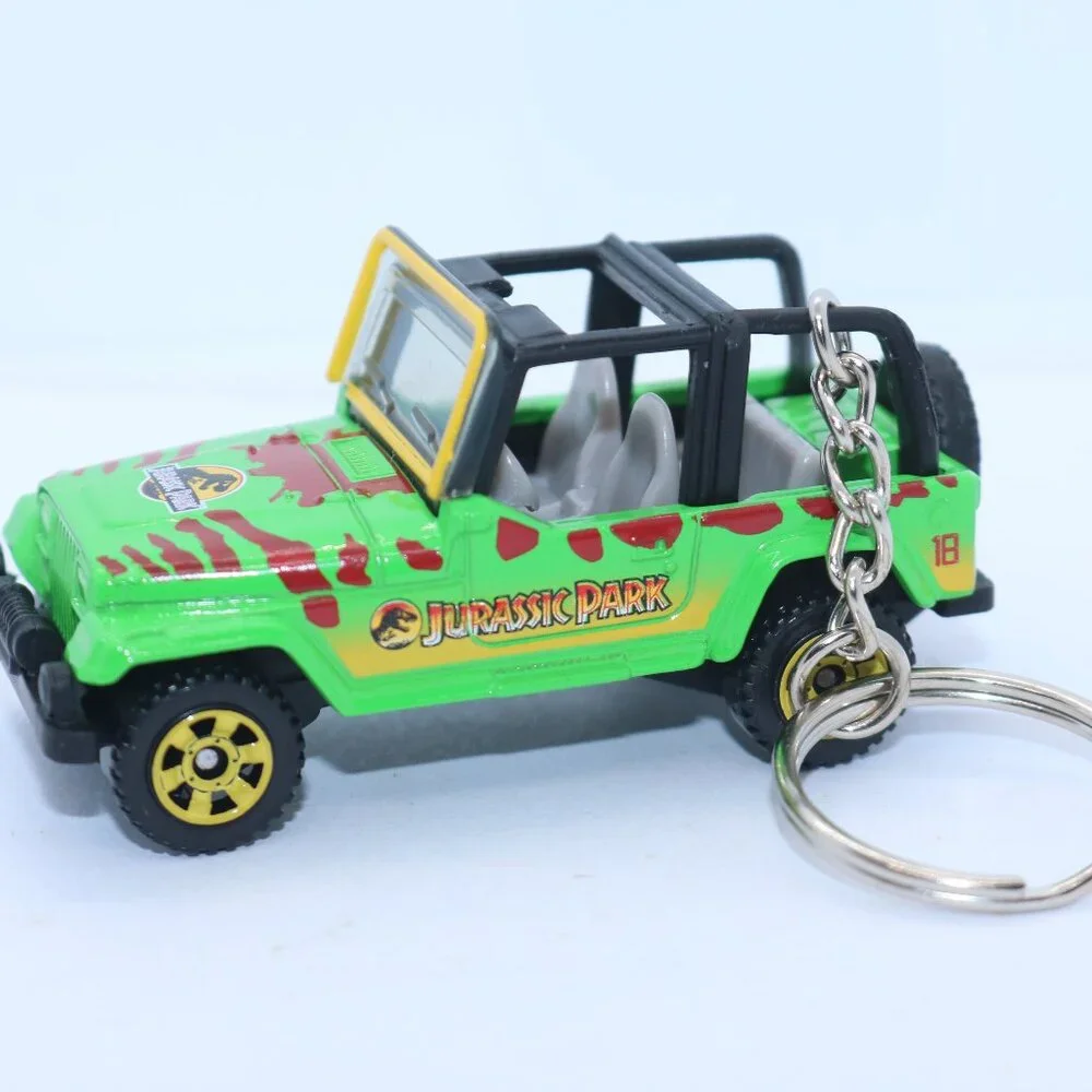 Matchbox 1993 Jurassic Park tour jeep custom keychain 1/64 scale